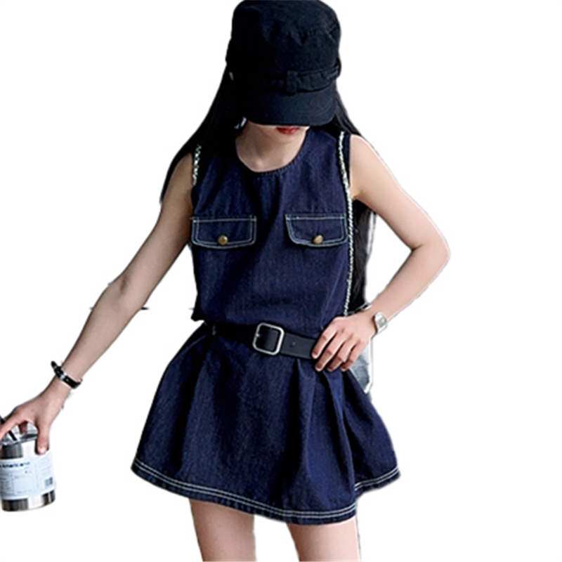 Vintage Fashion Outfit - Stijlvolle kindermode denim bodysuit jurk voor