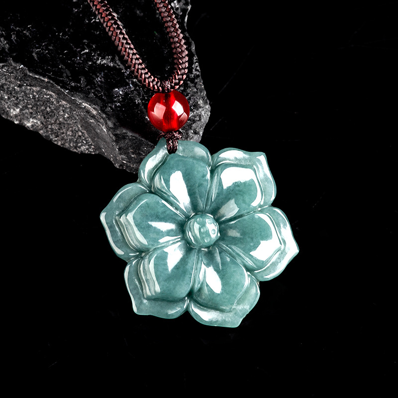 Vintage Fashion Luxury - Birmese Jadeïet Bloemhanger Ketting Steen Modeaccessoires