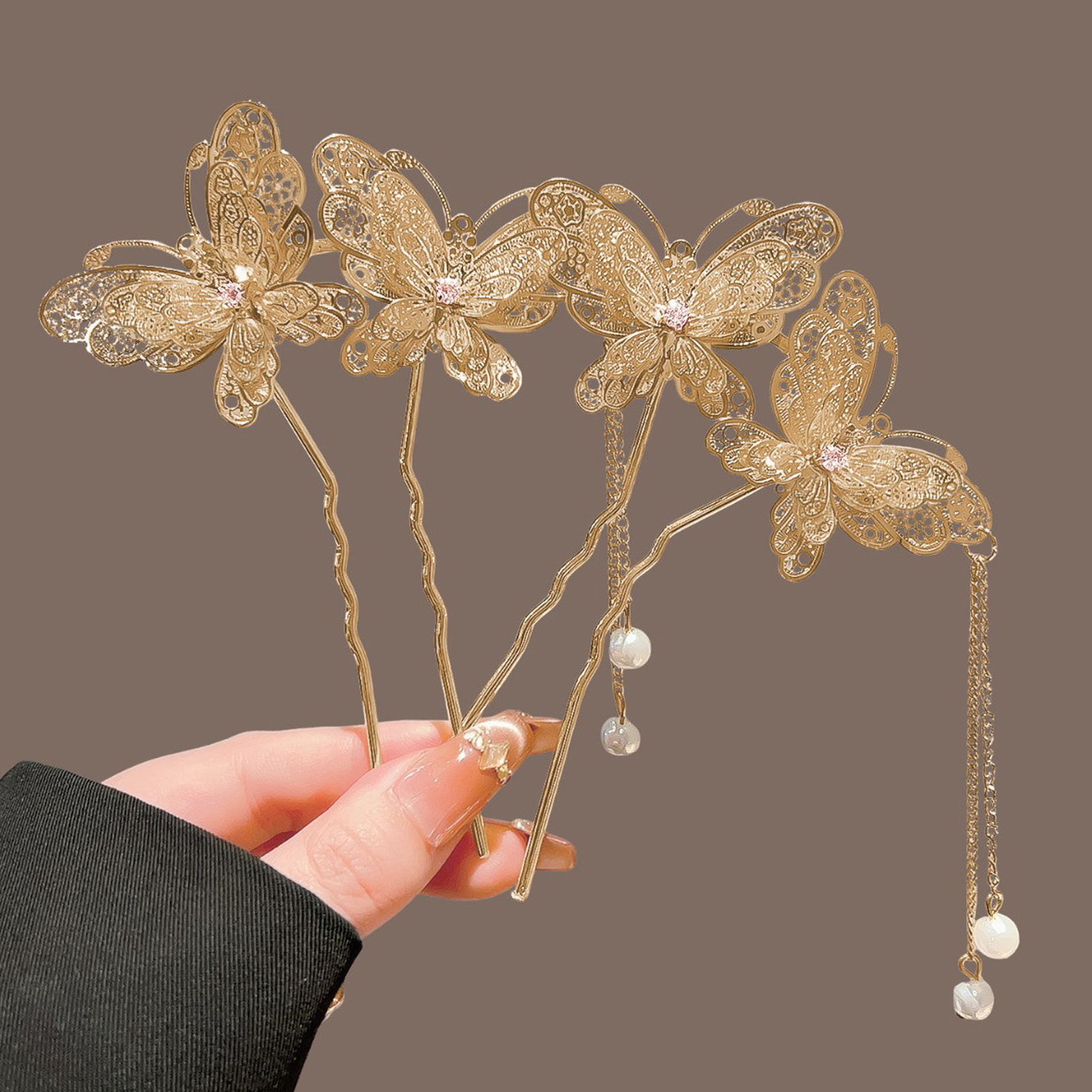 Vintage Fashion Outfit - Neo Chinese dubbele vlinder kwastje haarspeld