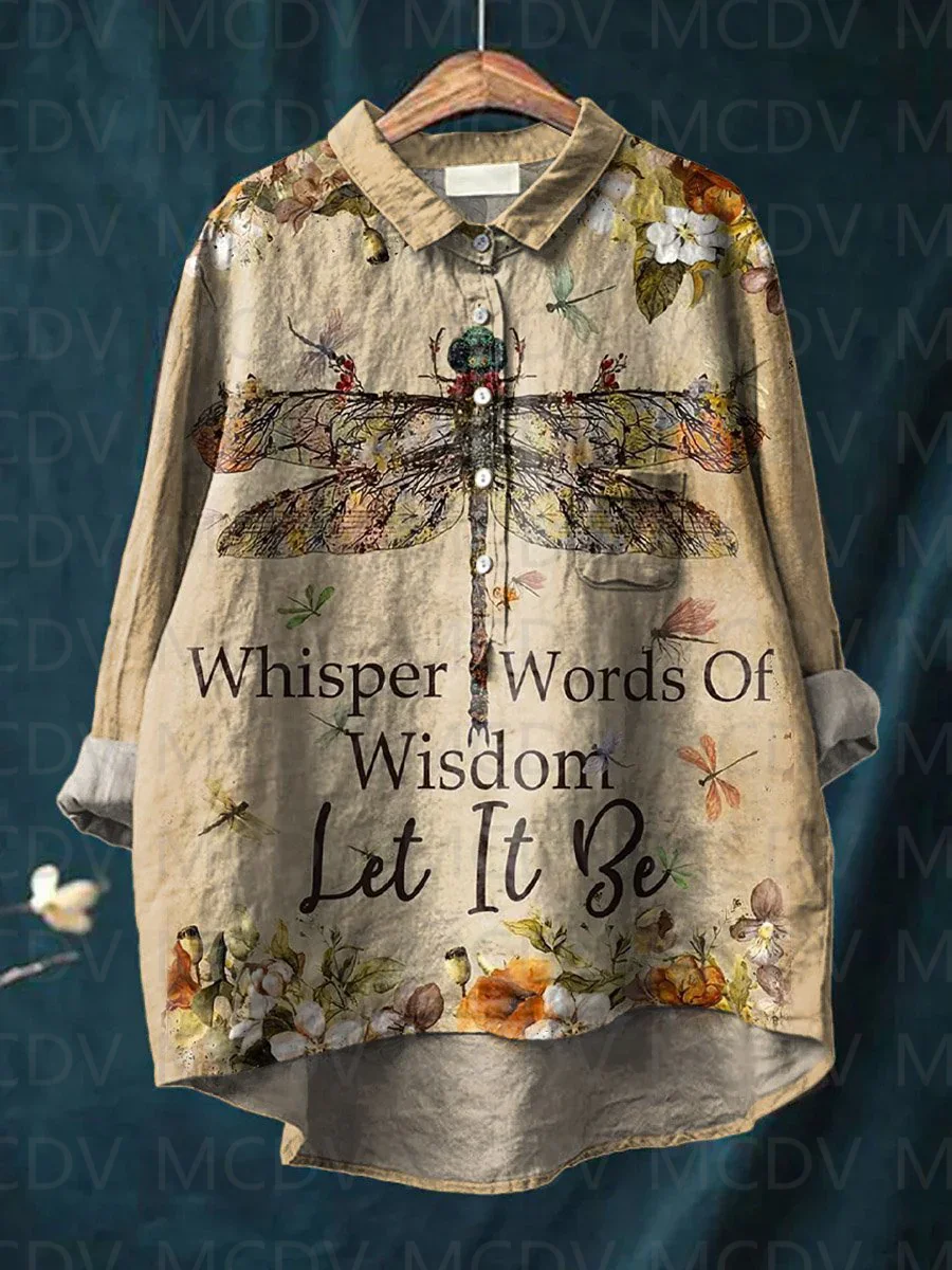 Printed Floral Shirt - Vintage Rust En Liefde Bloemenkunst Print