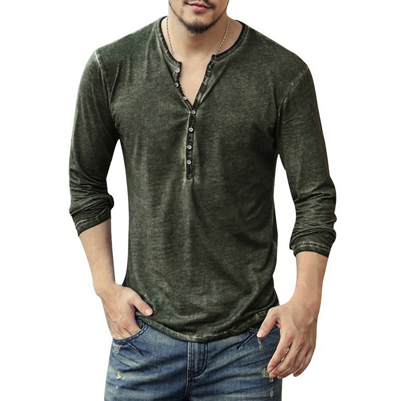 Vintage Fashion Looks - Vintage verweerd heren T-shirt met V-hals,