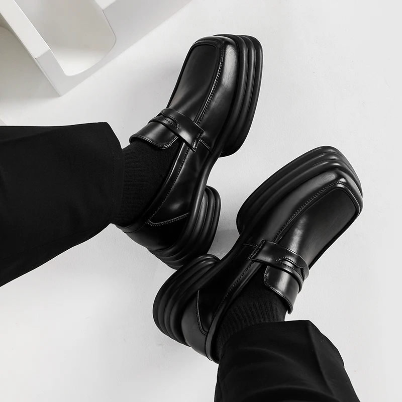 Vintage Fashion In Japan - Mannen Rits Lakleer Verhogen Loafers Schoen