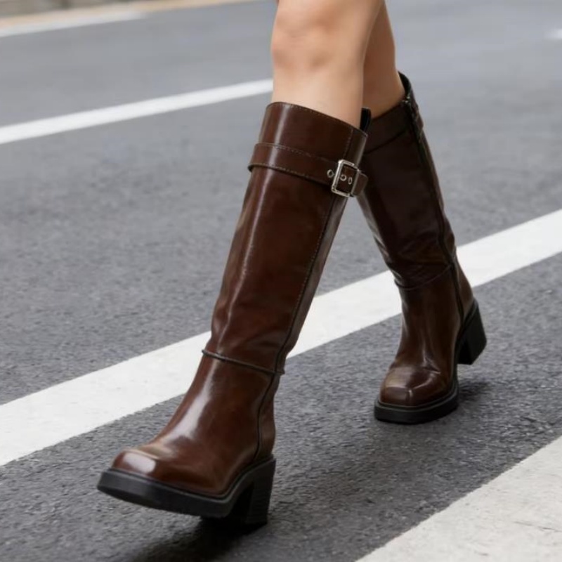 Bruine knielaarzen in Britse s - Vintage Style Women Fashion recensie en prijs