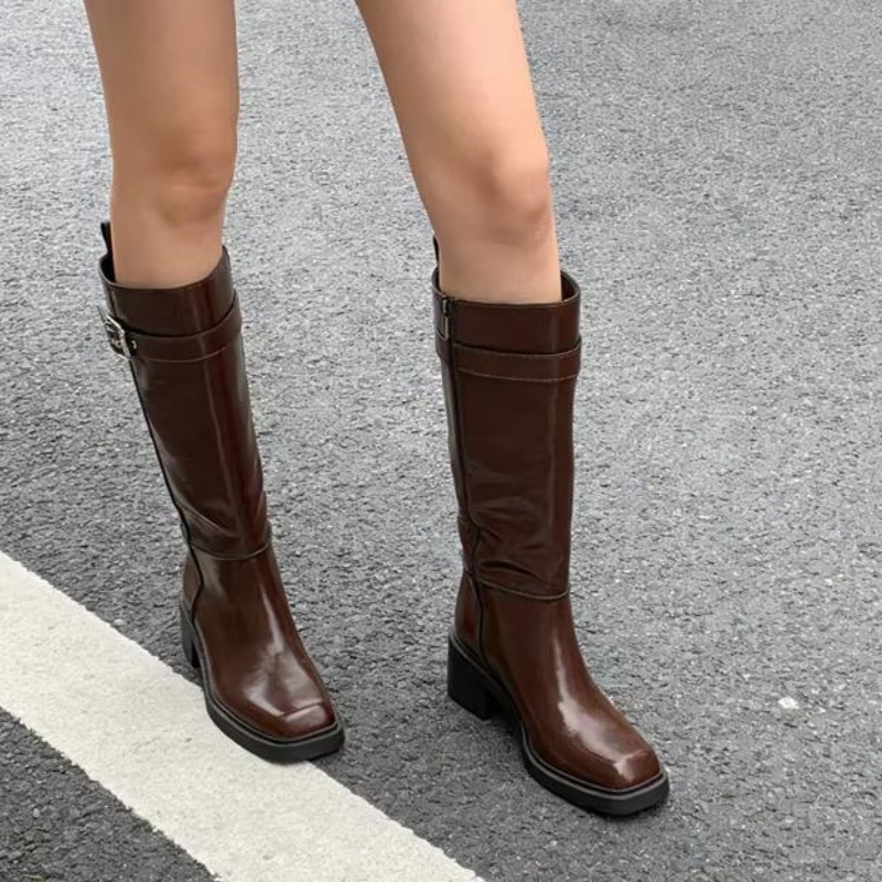 Bruine knielaarzen in Britse s - Vintage Style Women Fashion recensie en prijs