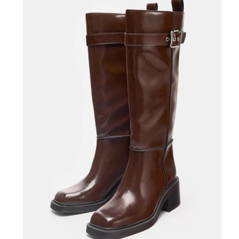 Bruine knielaarzen in Britse s - Vintage Style Women Fashion recensie en prijs