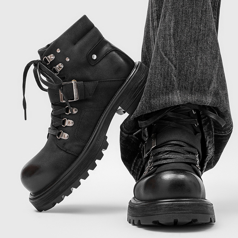 Merk Mannen Leren Laarzen Moto - Vintage Fashion Luxury recensie en prijs
