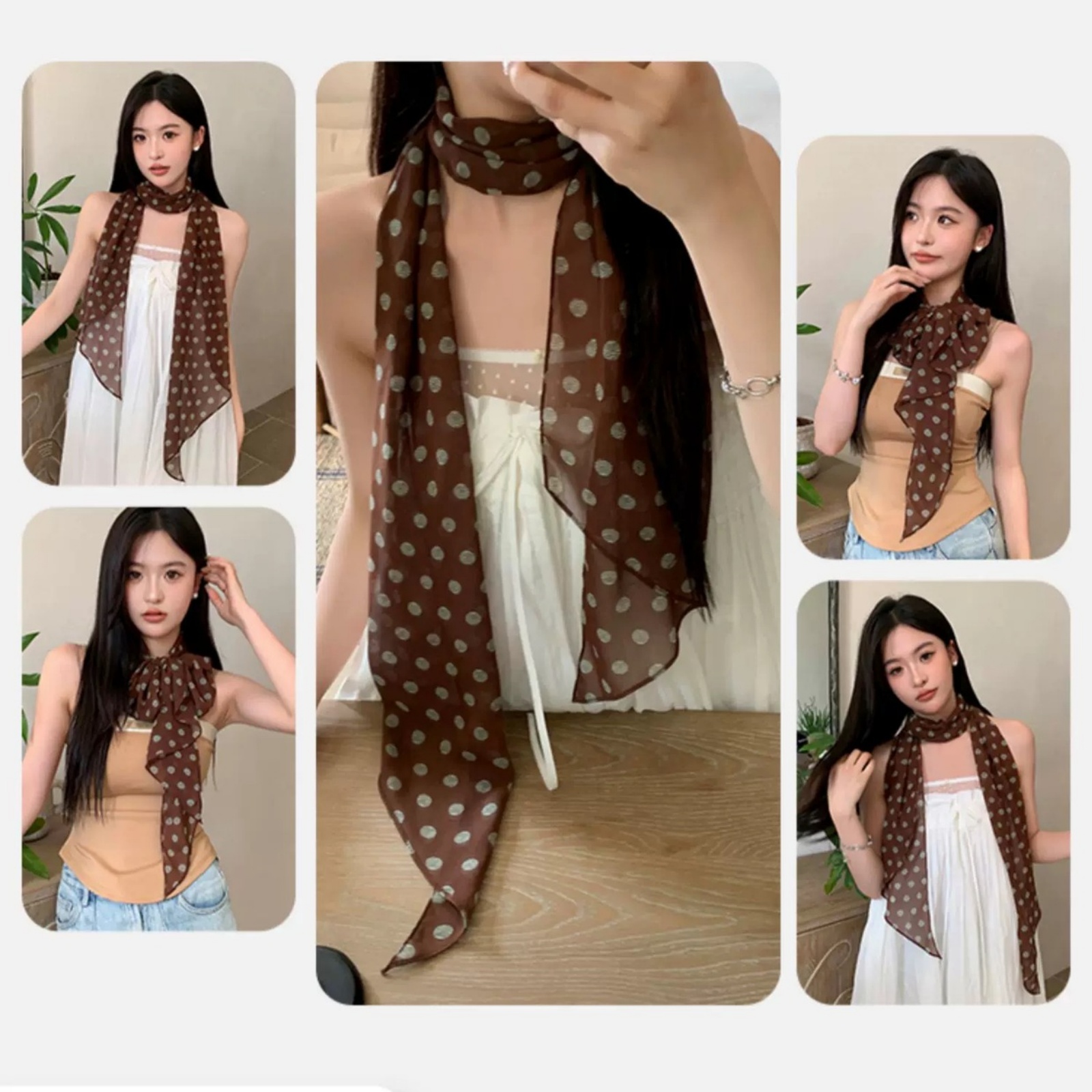 Vintage chiffon sjaal met stip - Vintage Fashion Outfit recensie en prijs
