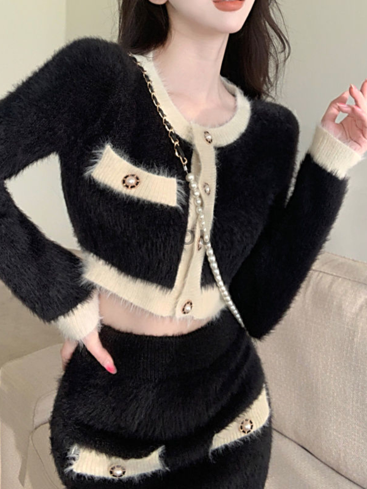 Winter Pluizig Gebreide 2-deli - French Vintage Fashion recensie en prijs