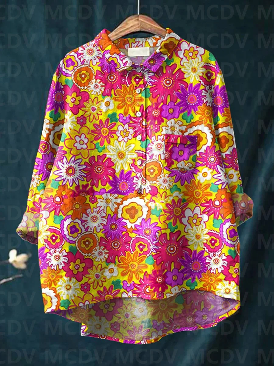 Dames vintage etnische bloemen - Printed Floral Shirt recensie en prijs