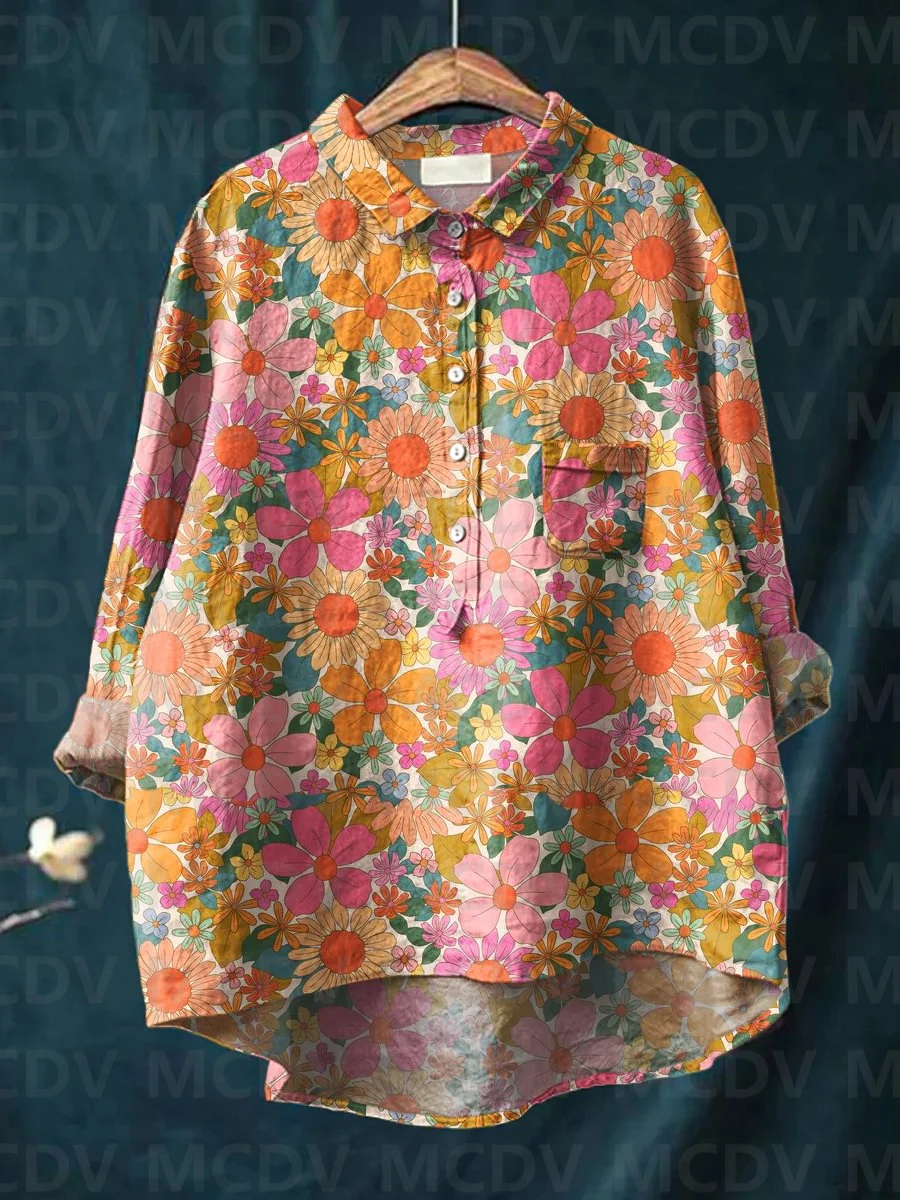 Dames vintage etnische bloemen - Printed Floral Shirt recensie en prijs